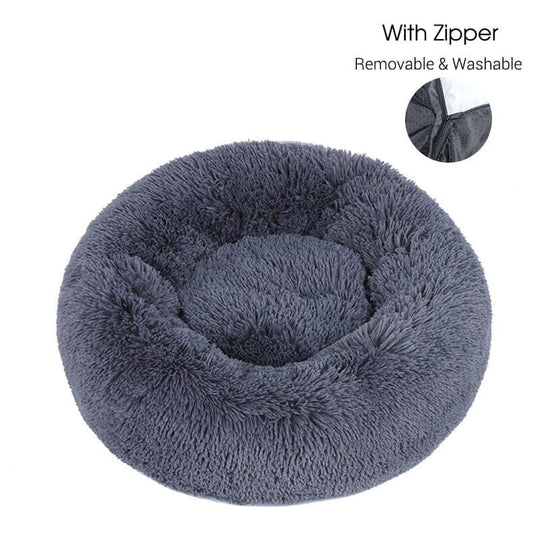Calming Dog Donut Bed With Removable Cover BonaceBoutique Dark Grey XXS 