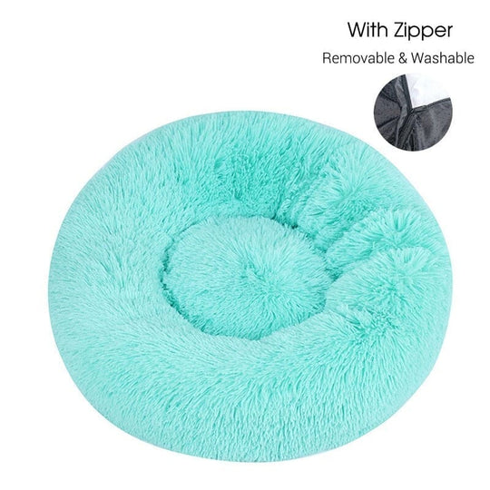 Calming Dog Donut Bed With Removable Cover BonaceBoutique Turquoise XXS 