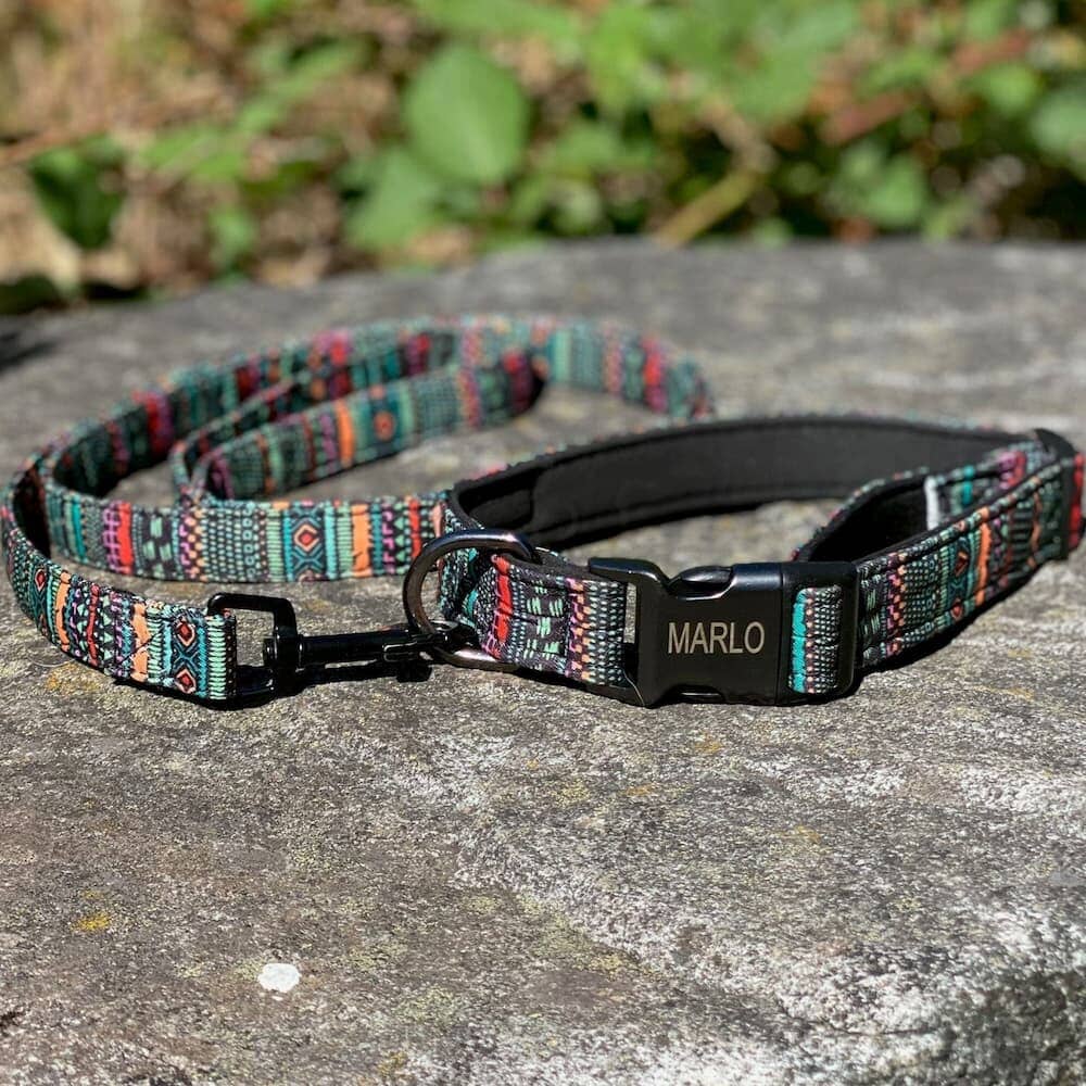 Custom Multi-Coloured Collar & Leash Set BonaceBoutique 