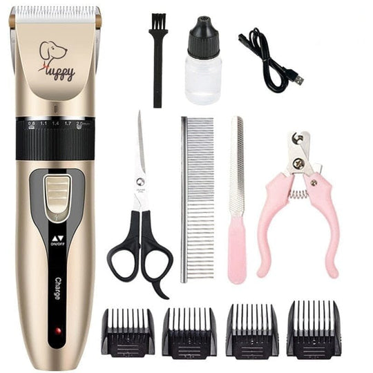 Do It Yourself Dog Grooming Kit 0 BonaceBoutique Kit 2 - (Rechargeable low noise clippers + 4 length attachments + comb + scissors + nail clippers & nail file) 