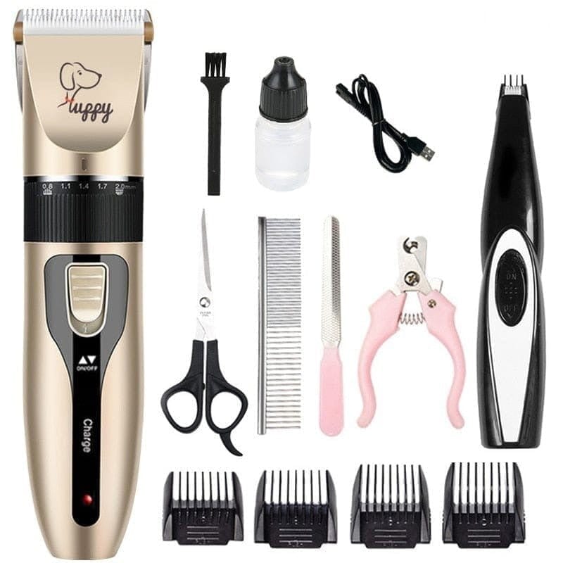 Do It Yourself Dog Grooming Kit 0 BonaceBoutique Kit 3 - (Rechargeable low noise clippers + 4 length attachments + comb + scissors + nail clippers +nail file & ultra-low noise pad hair trimmer) 