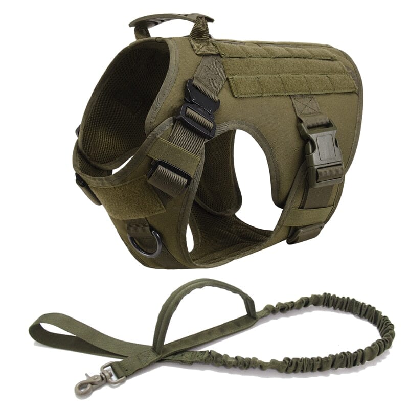 K9 Tactical Military Vest Pet German Shepherd Golden Retriever Tactical Training Dog Harness and Leash Set For All Breeds Dogs 0 BonaceBoutique Army Green Harness + Leash S 