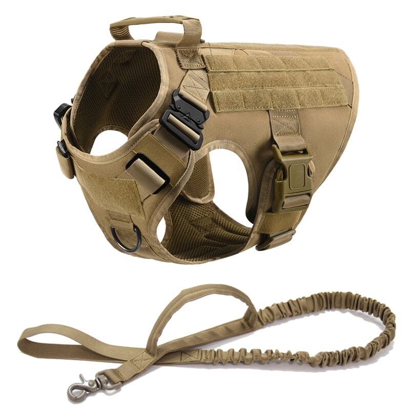 K9 Tactical Military Vest Pet German Shepherd Golden Retriever Tactical Training Dog Harness and Leash Set For All Breeds Dogs 0 BonaceBoutique Khaki Harness + Leash S 