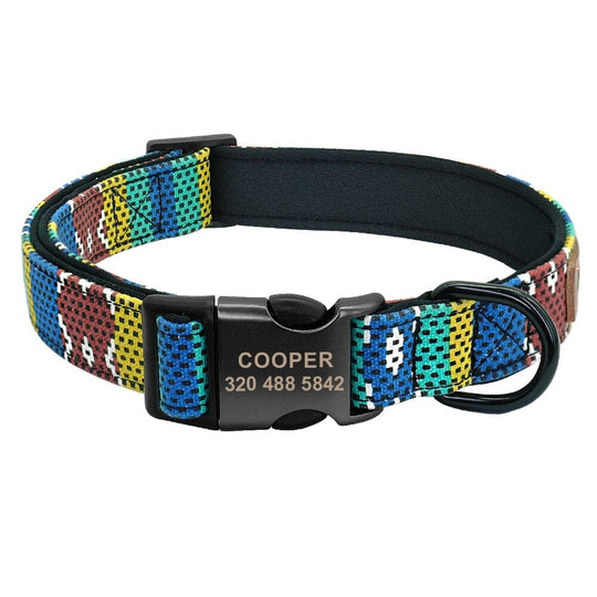 Personalized Patterned Dog Collar and Leash Set BonaceBoutique Copper Geometric Glam S 