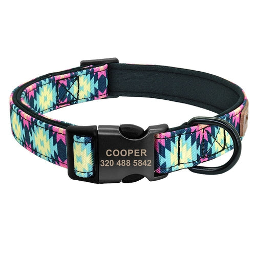 Personalized Patterned Dog Collar and Leash Set BonaceBoutique Pink Serenity Swirl S 