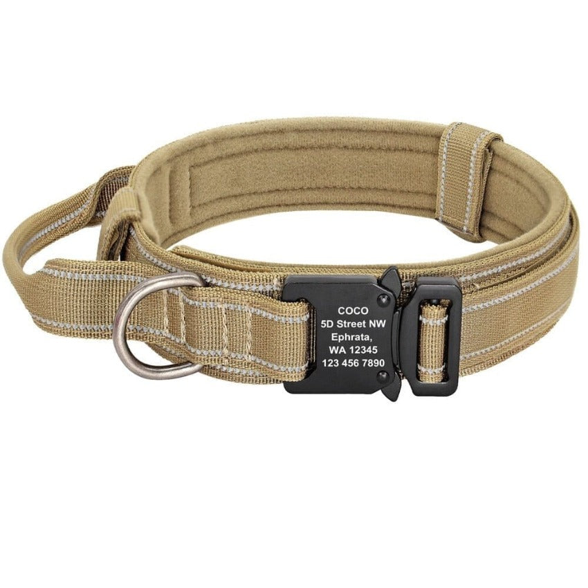 khaki dog tactical collar