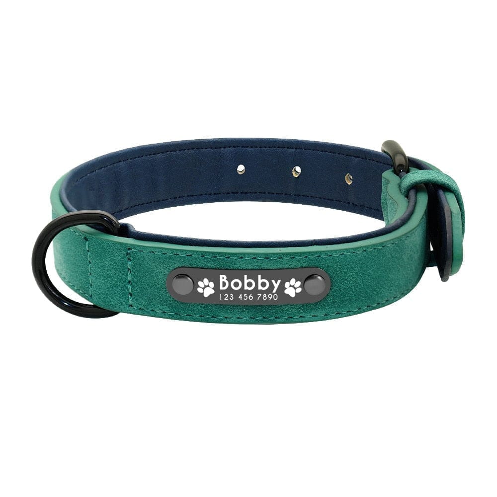 Personalized Vegan Leather Dog Collar 0 BonaceBoutique Sea Green S 