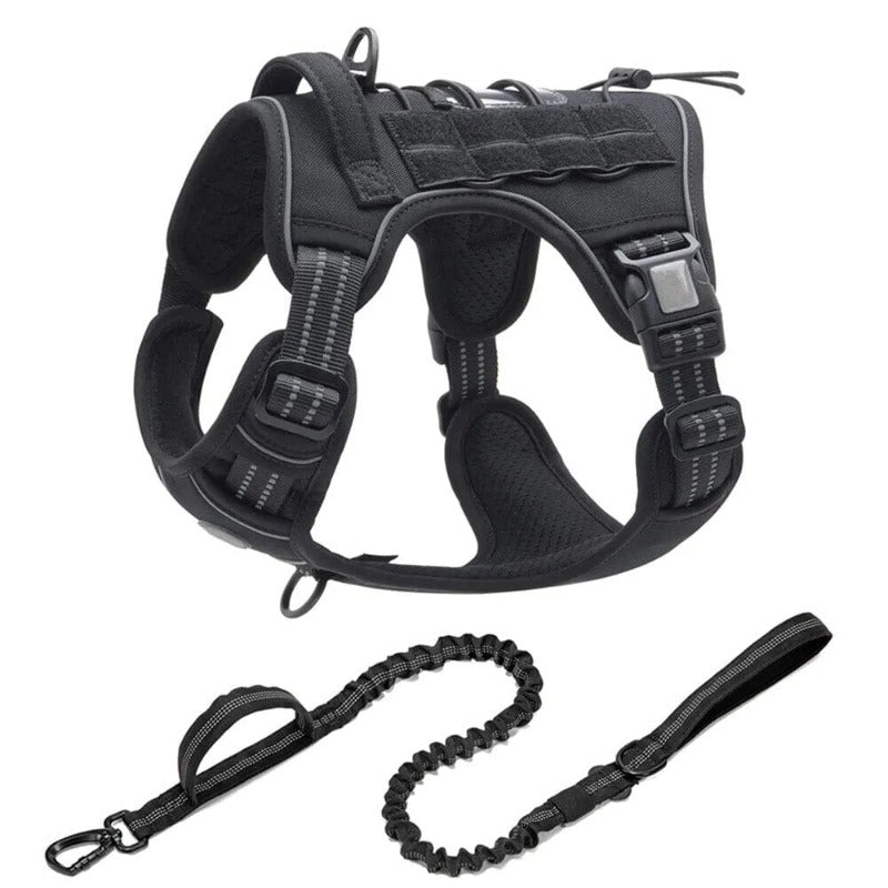 Tactical Dog Harness for Small Large Dogs No Pull Adjustable Pet Harness and leash Set Reflective K9 Working Training Vest BonaceBoutique Black Set S Harness Only 