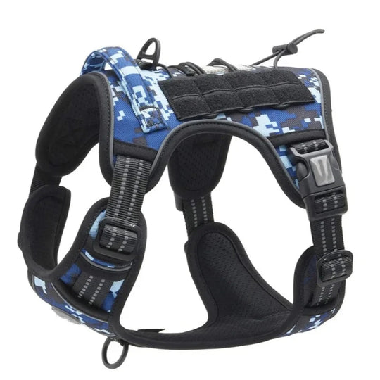 Tactical Dog Harness for Small Large Dogs No Pull Adjustable Pet Harness and leash Set Reflective K9 Working Training Vest BonaceBoutique Blue Harness S Harness Only. 