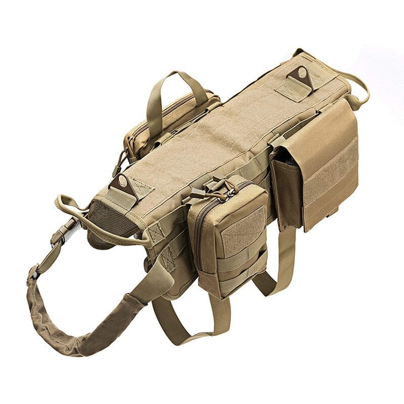 Tactical No Pull Dog Harness With Saddle Bags 0 BonaceBoutique Sand Desert Camo With Saddle Bags M 